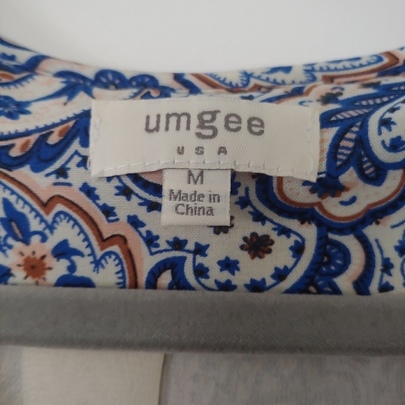 Umgee Boho Paisley Yellow Blue Bomber Jacket Medium Mixed Print - Picture 10 of 11